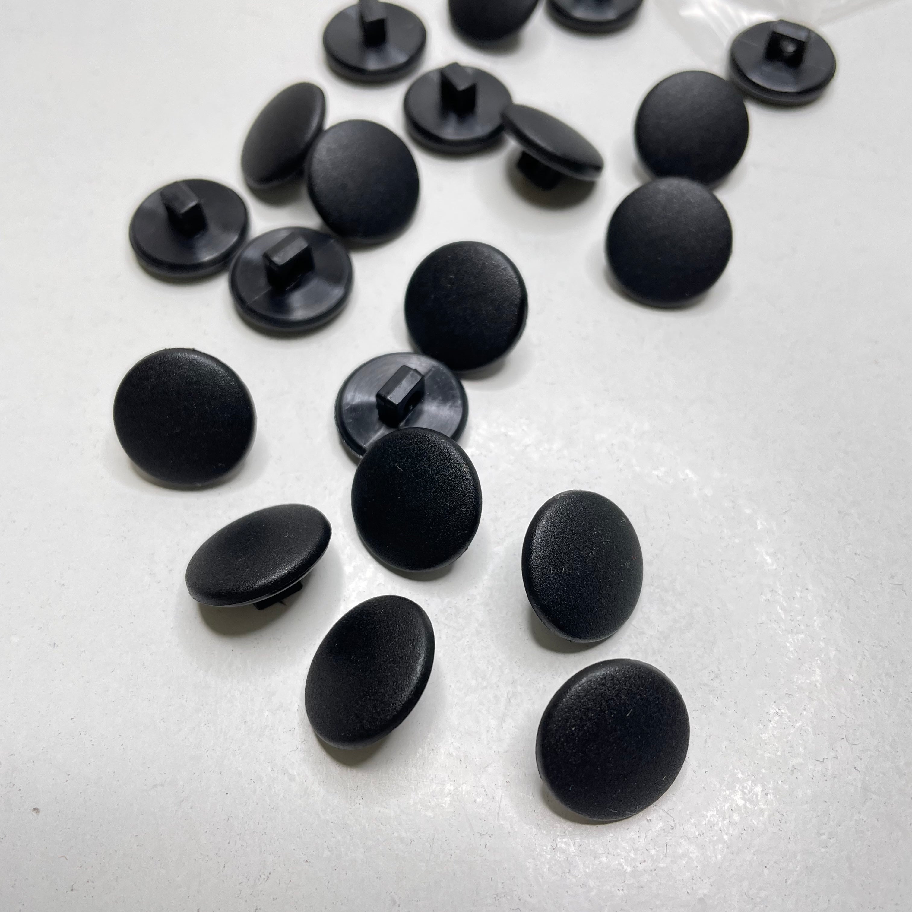 Shank Button - 16MM Plastic - Black - 20 Pack